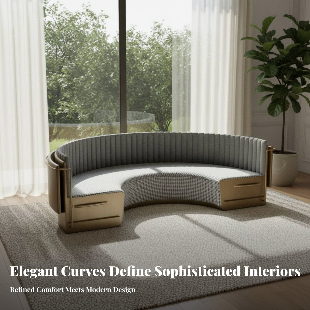 curved-Shaped Booth Sofa Italian aesthetic Curved 2-Seater Settee Light Luxury Design Commercial Furniture for Interior Designers, Cafe, Hotel Lobby, Office