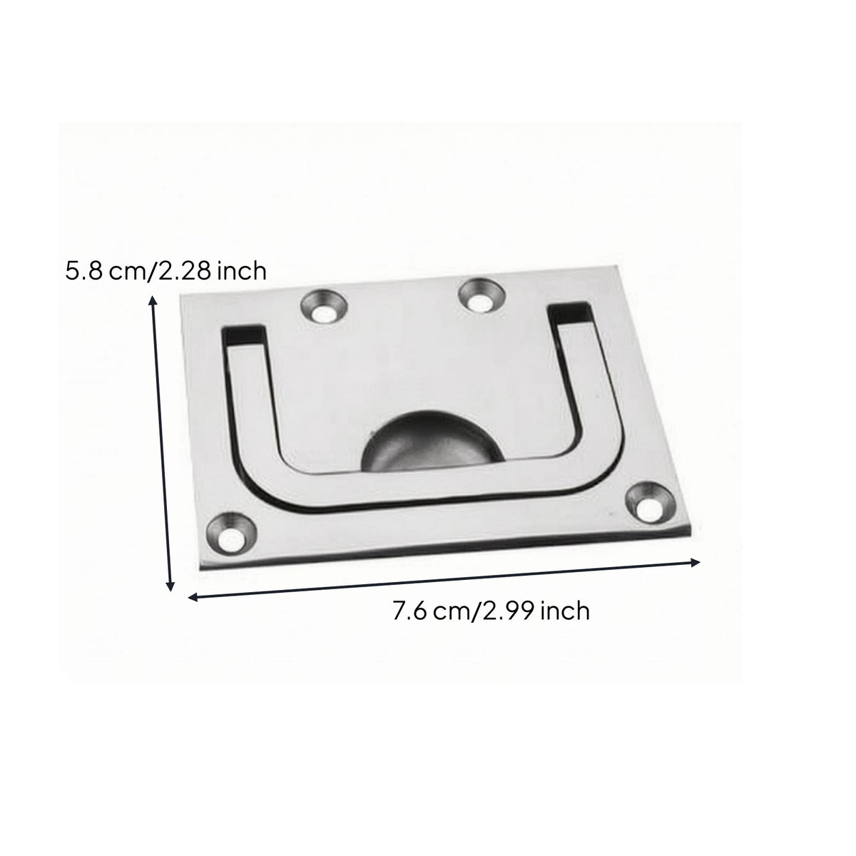 Countersunk Holes Recessed Pull Handle Polished Metal Flush-Mount Handle U-Shaped Marine Hardware Round Grip for Hatches, Deck Panels, RV Doors