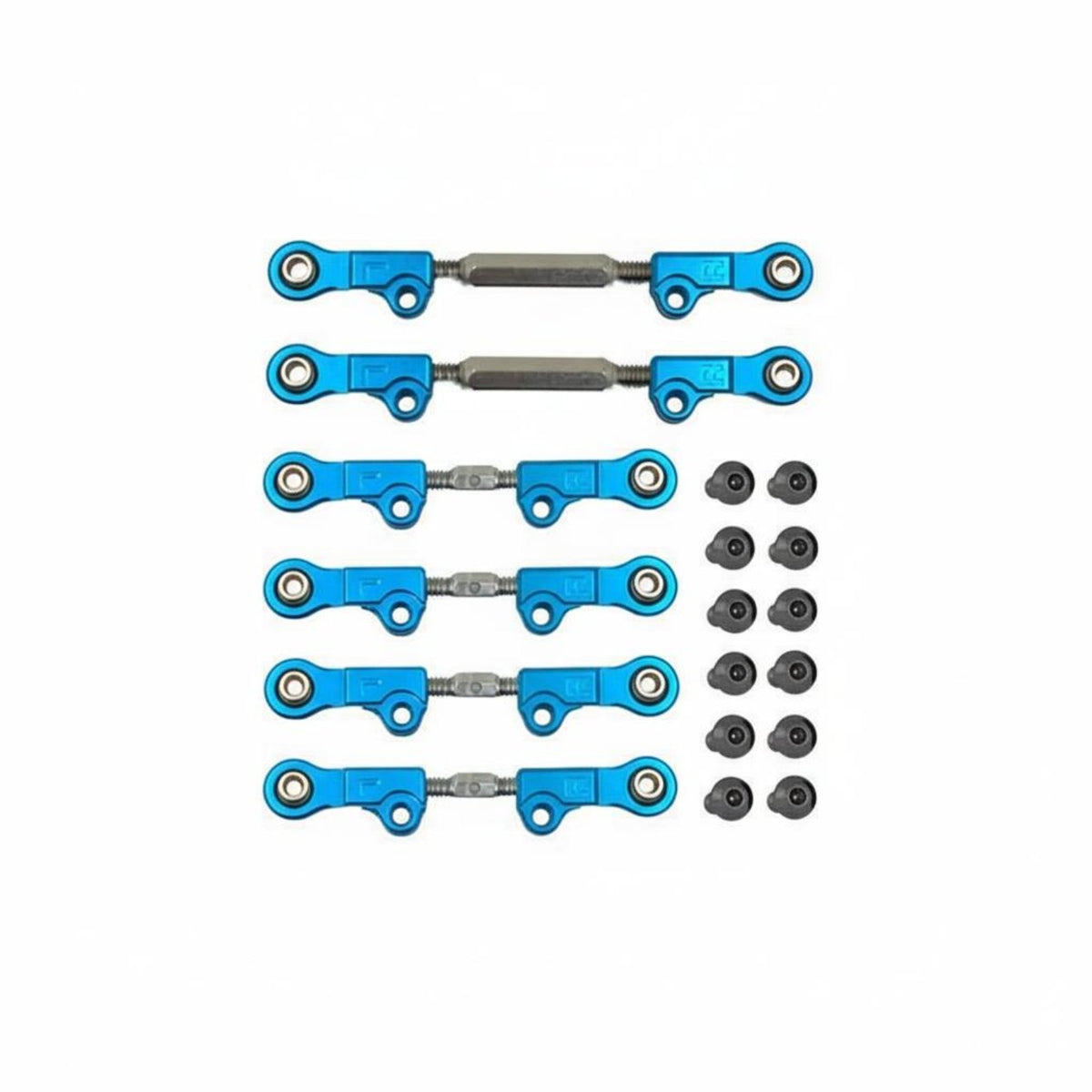 6 Pieces 1/12 Scale RC Car Tie Rods Anodized Finish Adjustable Metal Pull Rod Set Construction Metal Chassis Links for Rough Terrain, Bashing