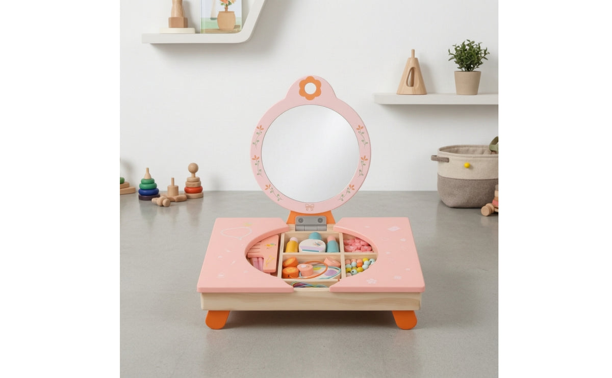Toy Vanity with Mirror Tabletop Kids Vanity Set Adorable for Bedroom