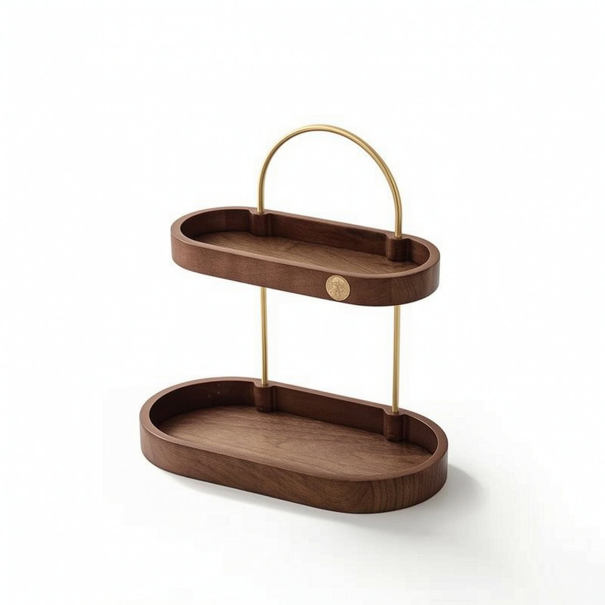 Desktop Storage Rack Compact Two-Tier Organizer Metal Desktop Organizer with Handle for Vanity