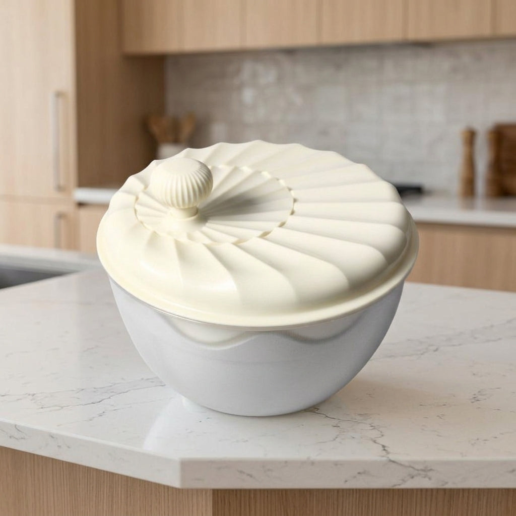 Manual Salad Spinner, Kitchen Helper for Washing and Drying Salad, Large Capacity 24.3x22.3x20cm, White