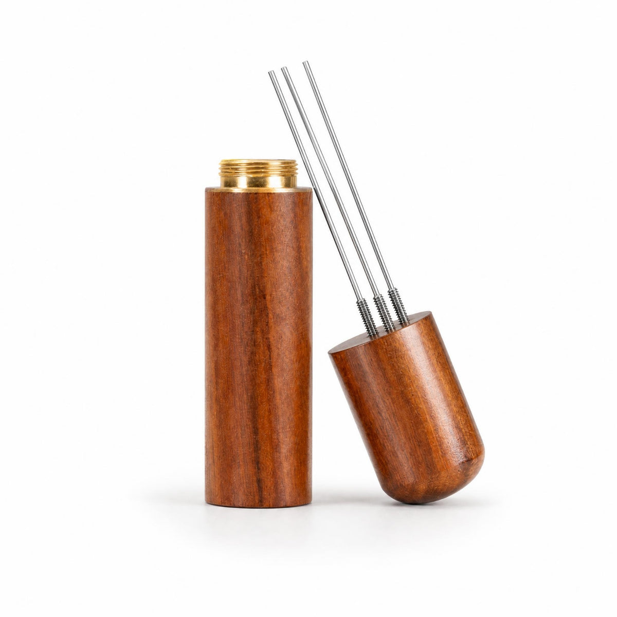 Stainless Steel WDT Tool Wood and Metal Coffee Grounds Distribution Needle Polished Finish Espresso Distribution Needle Threaded