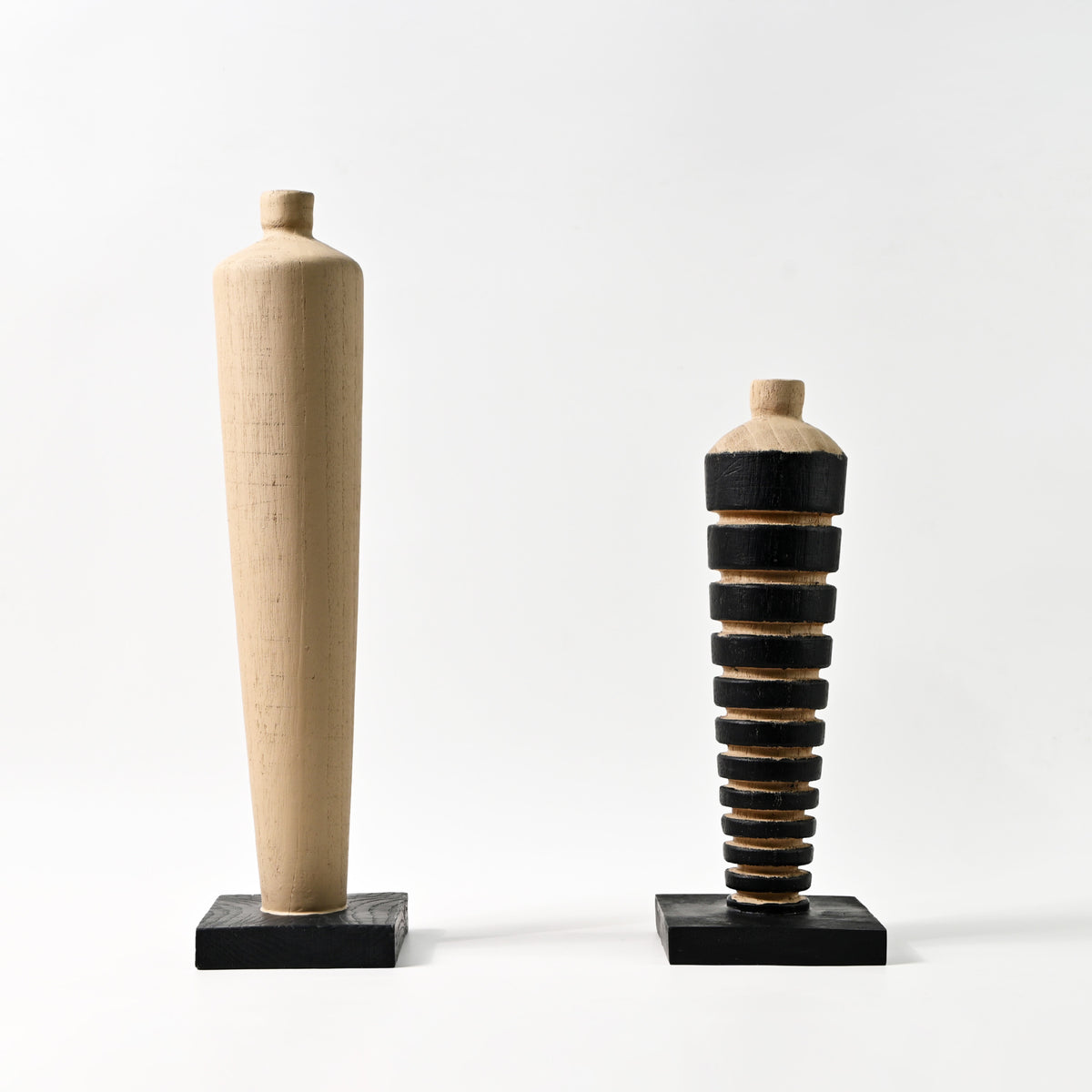 Modern Wabi-Sabi Carbonized Wood Tall Vase Ornament