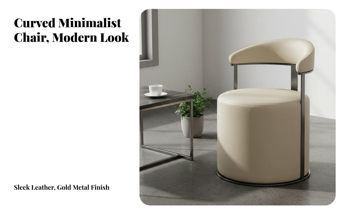 Light Luxury Aesthetic Curved Back Armchair Brushed Metal Finish Curved Back Dining Chair Foam Padded Modern Barrel Chair Wear Resistant for Business Professionals, Homeowners, Interior Designers, Conference Room, Office, Bedroom, Entryway