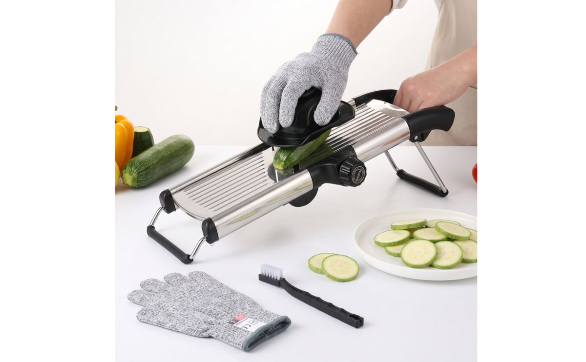 Adjustable Mandoline Slicing tool | Stainless Steel, MultiMandoline Slicing tool with hand guards, for Kitchen