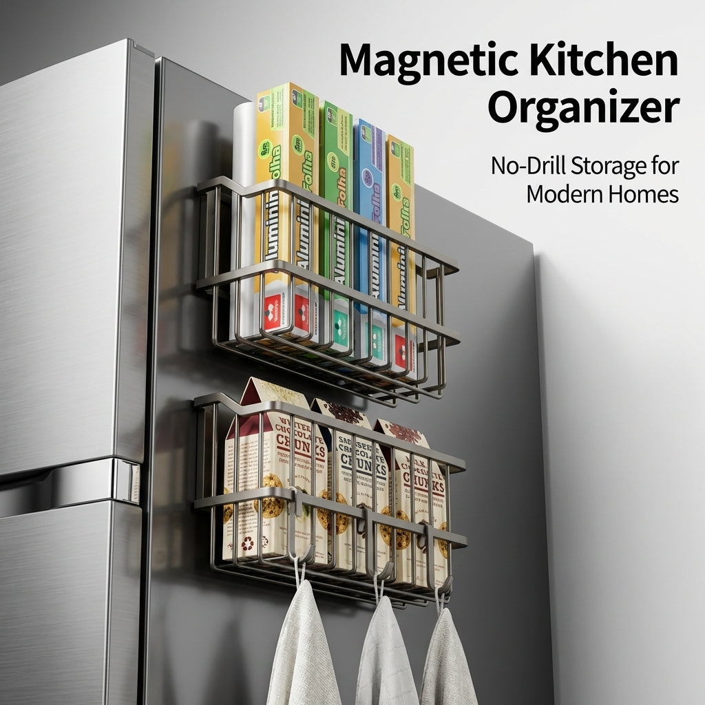 Refrigerator Organizer Made of Carbon Steel for Kitchen Organization, 28cm Storage Rack for Side