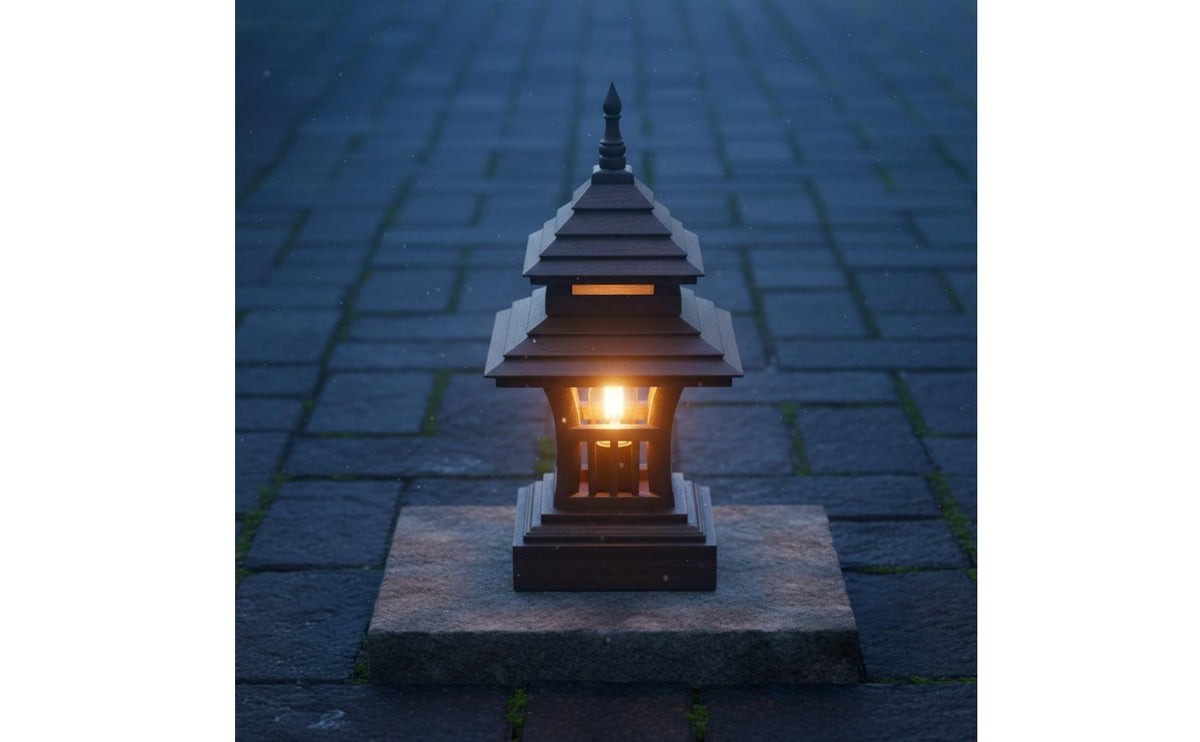 Thai Design Wood Lamp Decorative Wooden Wall Lamp Home Lighting Warm Light for Patio