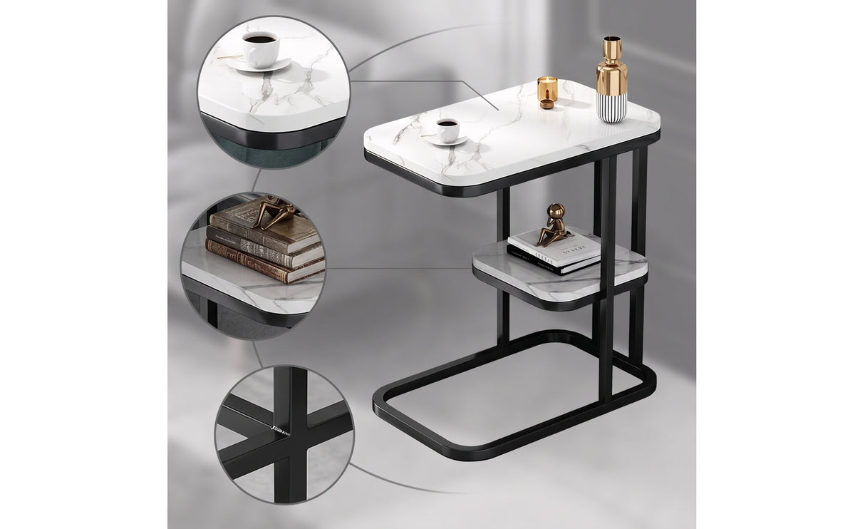 Compact Two-Tier Side Table Modern Side Table with Open Shelf Contemporary Furniture Long-Lasting for Living Room