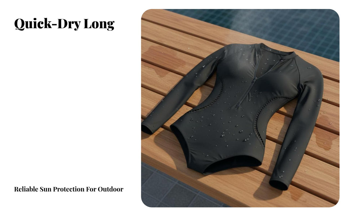 women's Wave Suit Quick-Dry women's Wave Ing Bathing Suit Long Sleeve Zip up Water Suit Sun Shielding Front Zip Single-Piece