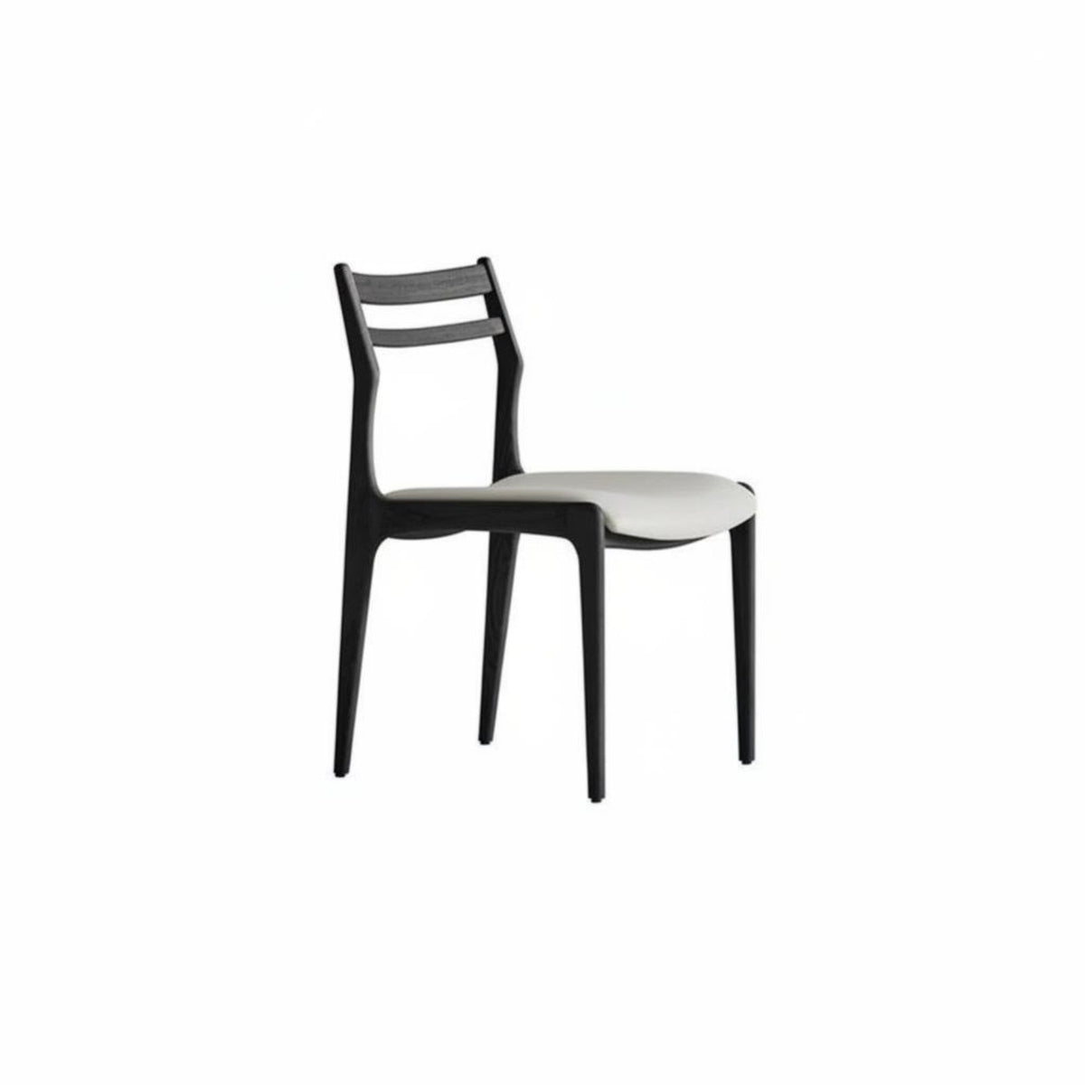 Mid-Century-Century Modern Aesthetic Upholstered Ladder-Back Chair Minimalist Design Kitchen Seating Curved Seat Household Furniture Long-Lasting Frame for Homeowners, Restaurant Owners, Families, Dining Room, Home Office, Cafe