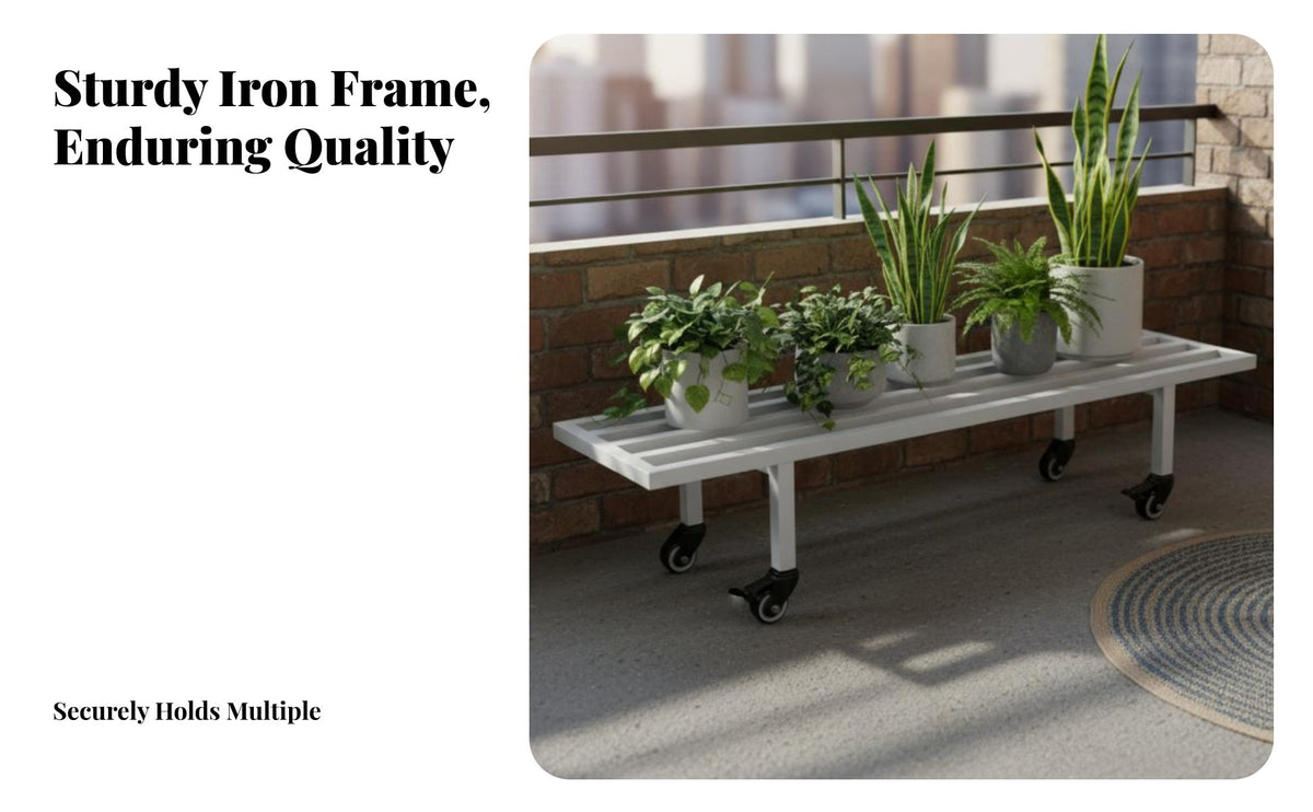 Movable with casters Multi-Level Rolling Flower Rack Space-Saving Staggered Plant Stand clean design Tiered Shelf Stable and long-lasting for Gardeners, Homeowners, Balcony, Living Room, Bedroom, Corner