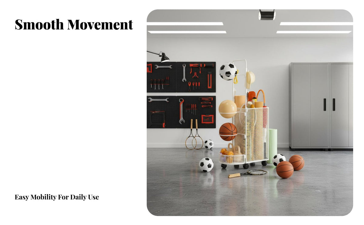 Exercise Mat Storage Rack Easy to Move Home Gym Storage Trolley Large Capacity Mobile Athletic Gear Holder for Families, Garage, Playroom