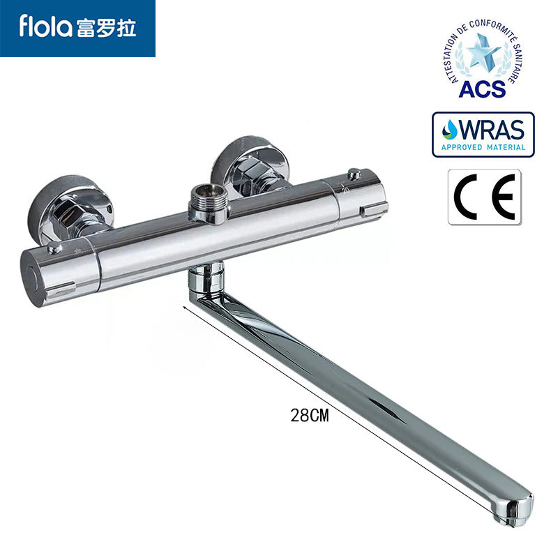 Flola Brass Thermostatic Bathtub Faucet with Hand Shower, Wall Mounted, Model A897YG