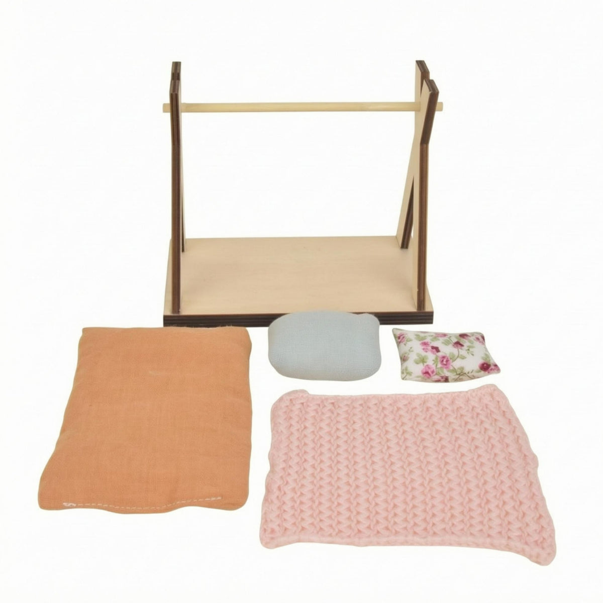 1/12 Tent-Style Doll Bed Textile Bedding Wooden Doll Bed Realistic Details