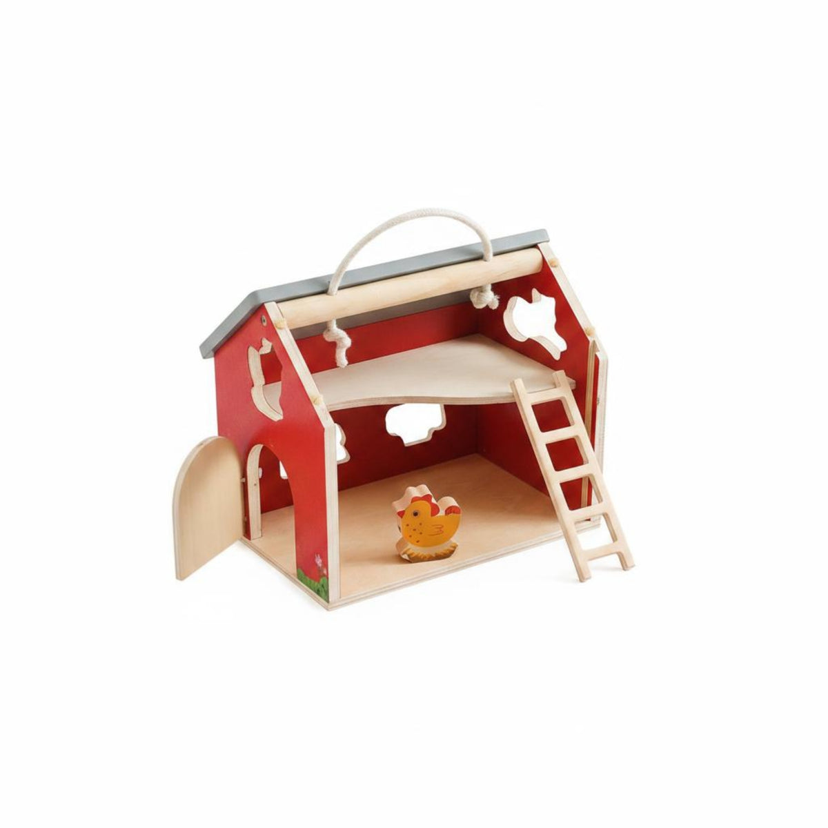 Multifunction Wooden Early Learning Farm House Educational Threading Farm Toy House Openable Door Wooden Barn Playset Rounded Edges for Toddlers, Babies, Home, Playroom, Nursery