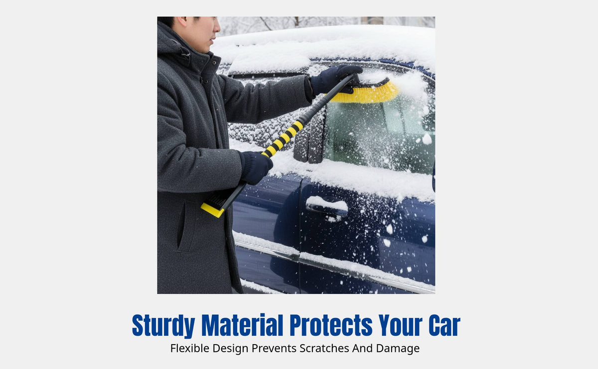 Winter Car Ice Removal Tool, Detachable Multi-Functional Cleaning Brush, ABS, Flexible Rubber Blade