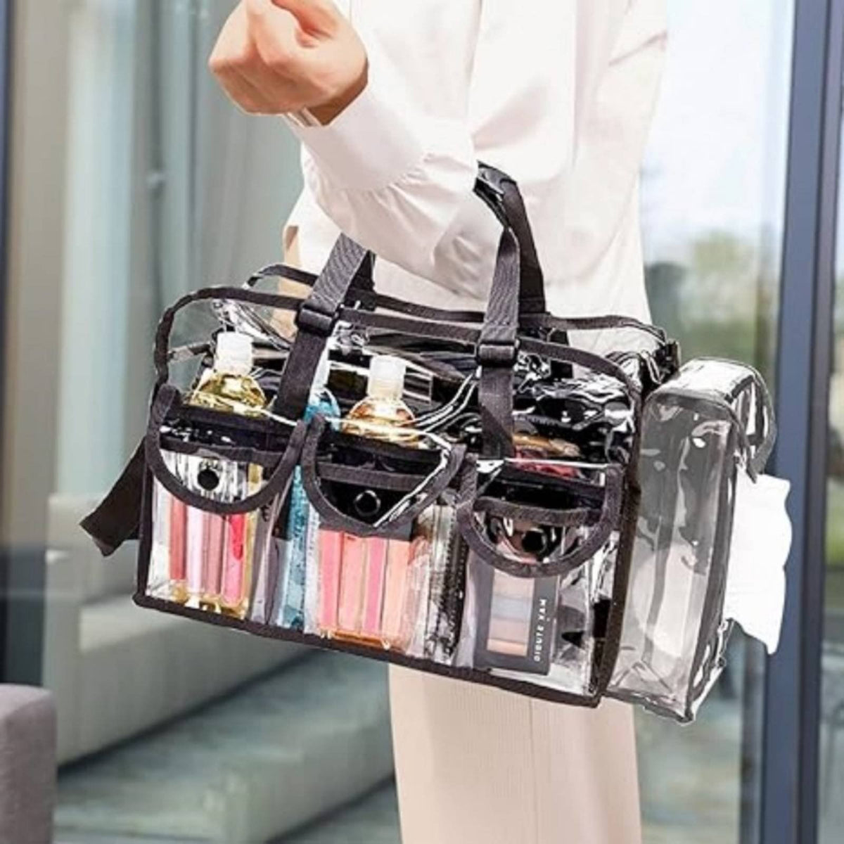 Transparent Makeup Organizer Tote Waterproof Transparent Shoulder Strap Bag