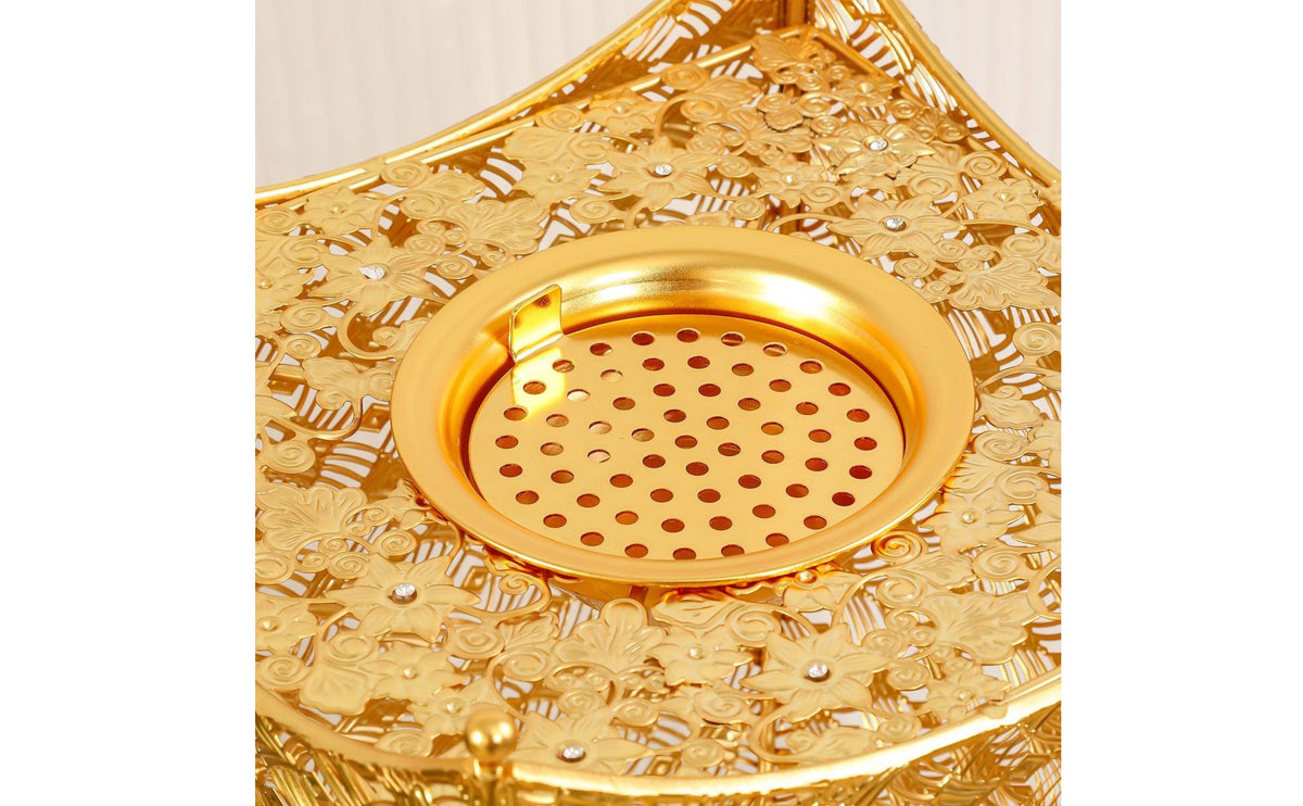 Arabic Style Scent Burner Golden Finish Hollow Metal Incense Burner Relaxing Atmosphere Table Ornament for Living Room, Tabletop