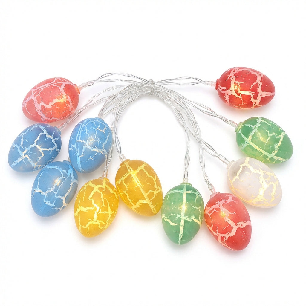Easter Egg Solar Powered Cracked Egg Fairy Lights Multicolored LED Easter Light Strand for Indoor, Bedroom Families, Homeowners, Outdoor, Garden, Patio