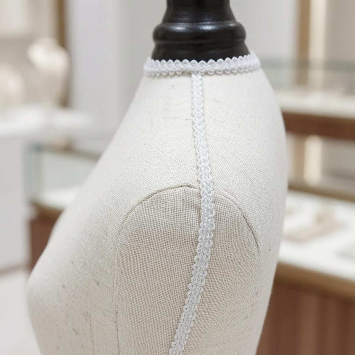 Necklace Display Bust Padded Linen Textile Display Bust Rounded Shoulders