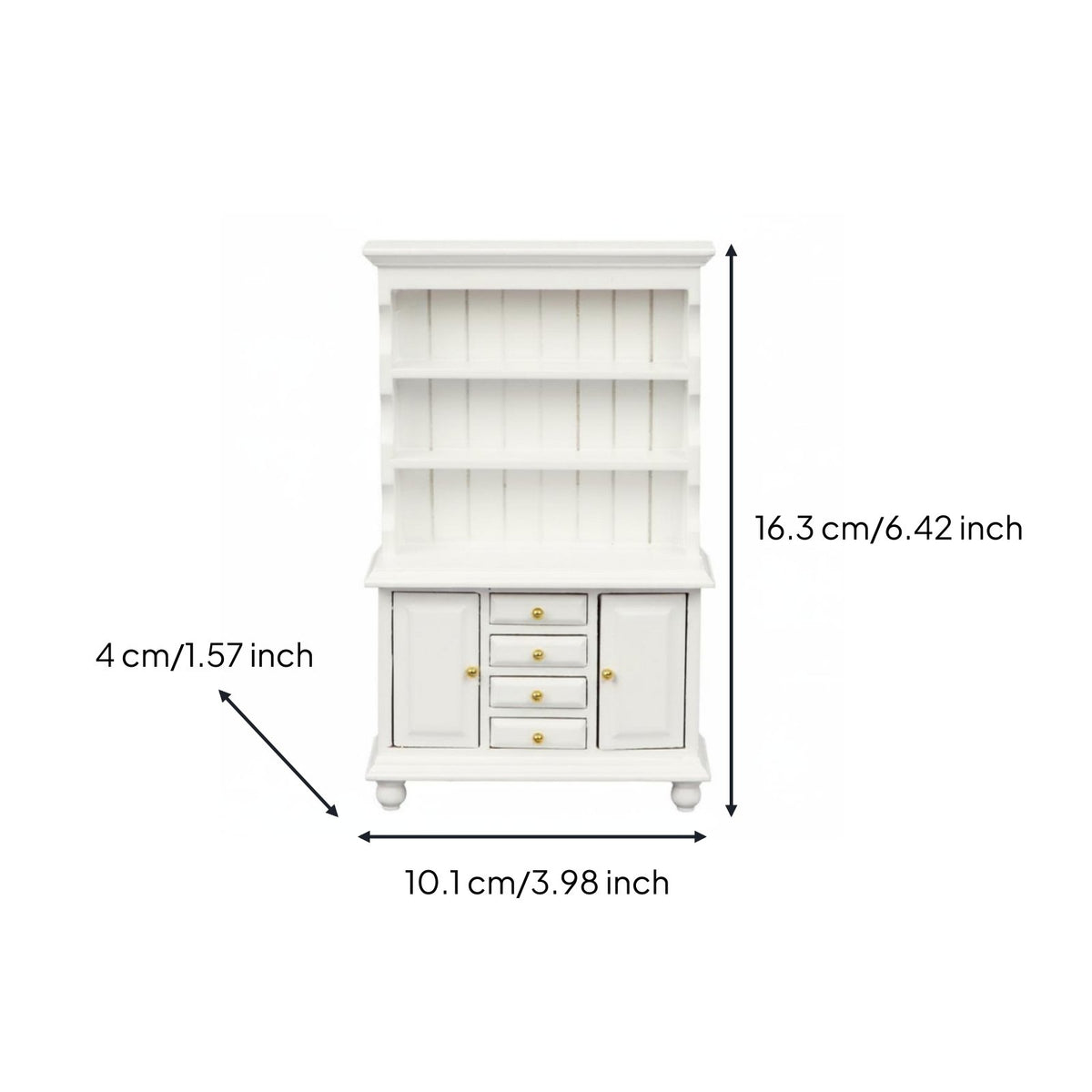 Handmade Dollhouse Display Cabinet Opening Doors 1:12 Scale Cabinet Detailed Craftsmanship 1/12 Scale Dollhouse Hutch Classic Design for Collectors, Hobbyists