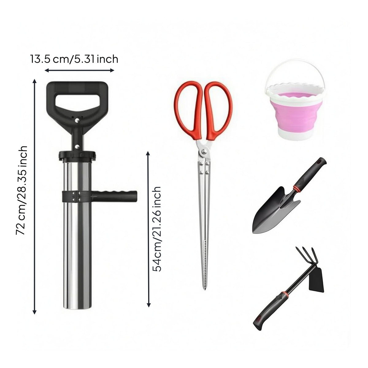 5 Pieces Beach Digging Set Stainless Steel Shrimp-Catching Set Sand Scoop Detachable Handle 3 L Container for Seaside