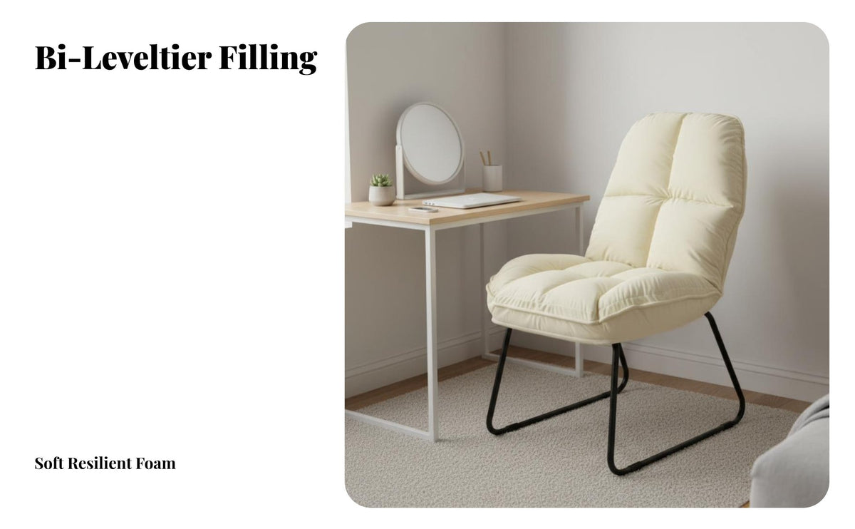 Soft and Comfortable Curved spine Armless Chair Modern aesthetic Vanity Stool Space Saving Indoor Seating Easy Assembly for Students, Home Workers, Young Adults, Dorm Room, Bedroom