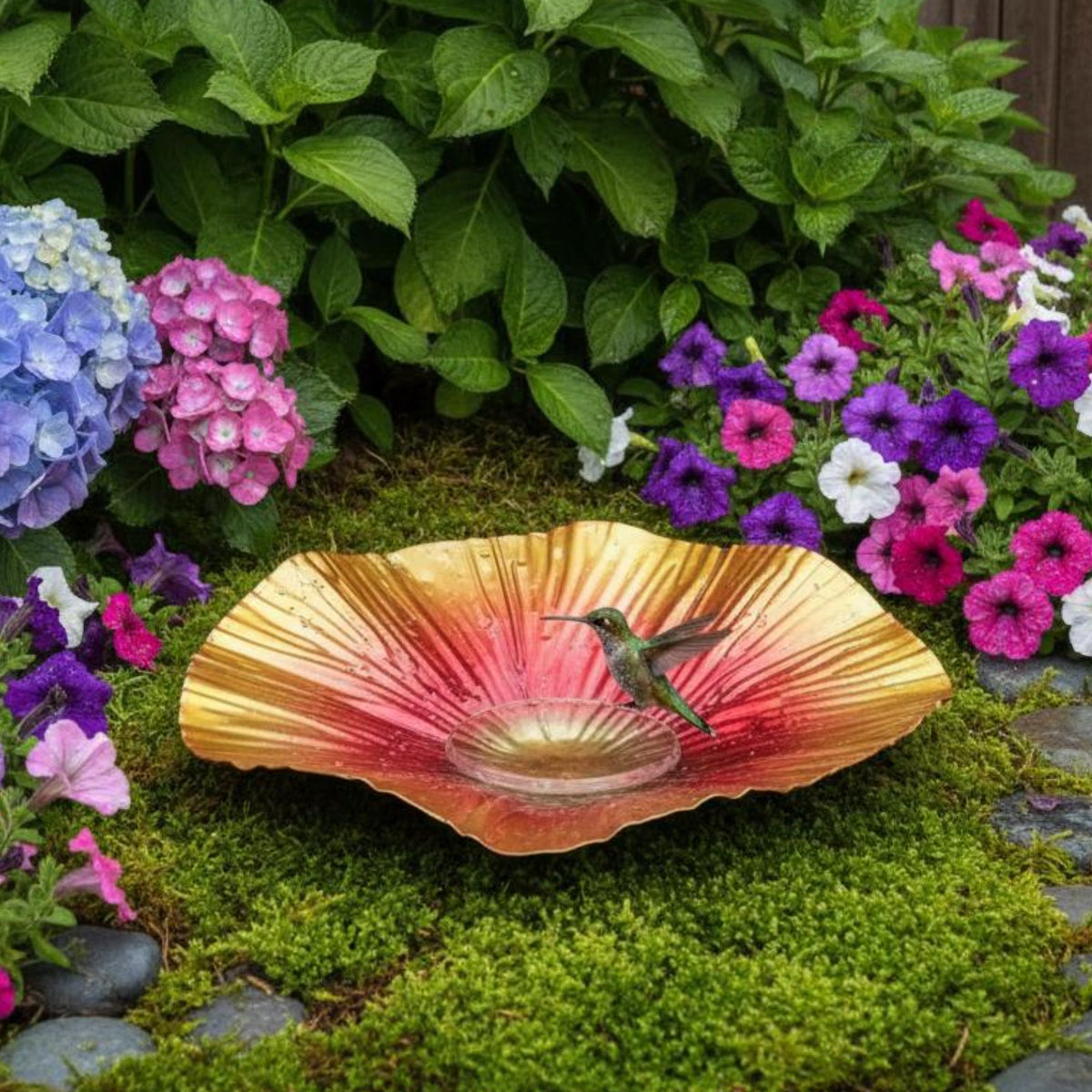 Decorative Flower-Shaped Feeding Dish Vibrant Colors Bird Feeder Weather-Resistant Garden Supply Easy to Clean for Nature Lovers, Gardeners, Homeowners, Courtyard, Patio, Backyard, Yard