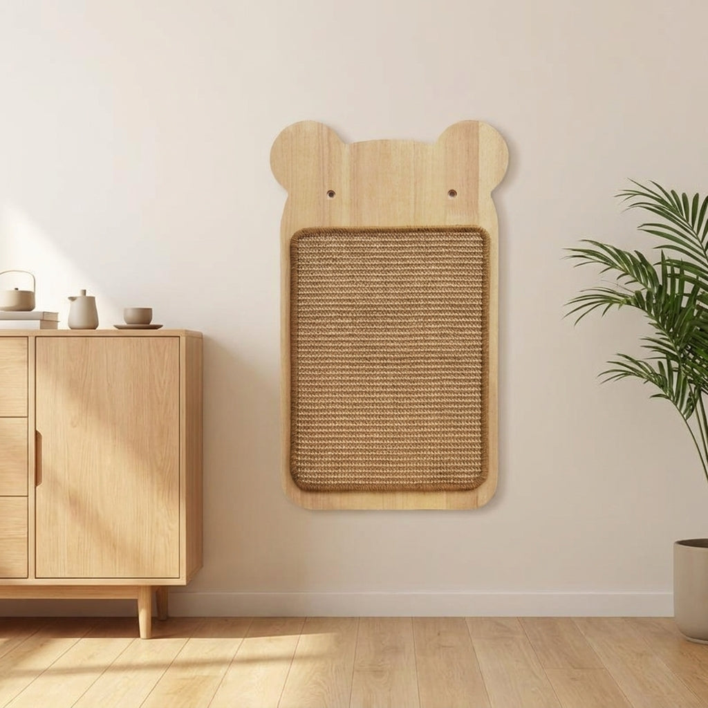 Space Capsule Cat Bed, Wall Mounted Cat Shelf with Sisal Cord Feline Scratcher, Hanging Wood Perch for Indoor Cats Climbing, Sleeping, and Scratching