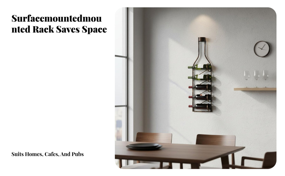Space-Saving Wall-Mounted Wine Rack Minimalist Design Bottle-Shaped Rack Easy Installation Bar Accessory Sturdy Construction for Homeowners, Gift Givers, Adults, Dining Room, Kitchen, Cellar, Restaurant