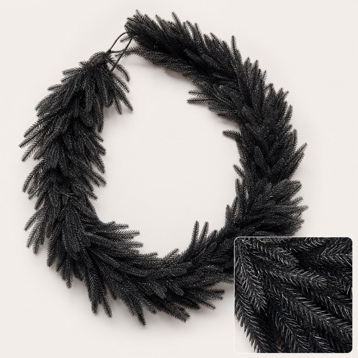 Christmas and Halloween Garland Decorations - White Christmas Pine Garland and Black Halloween Garland