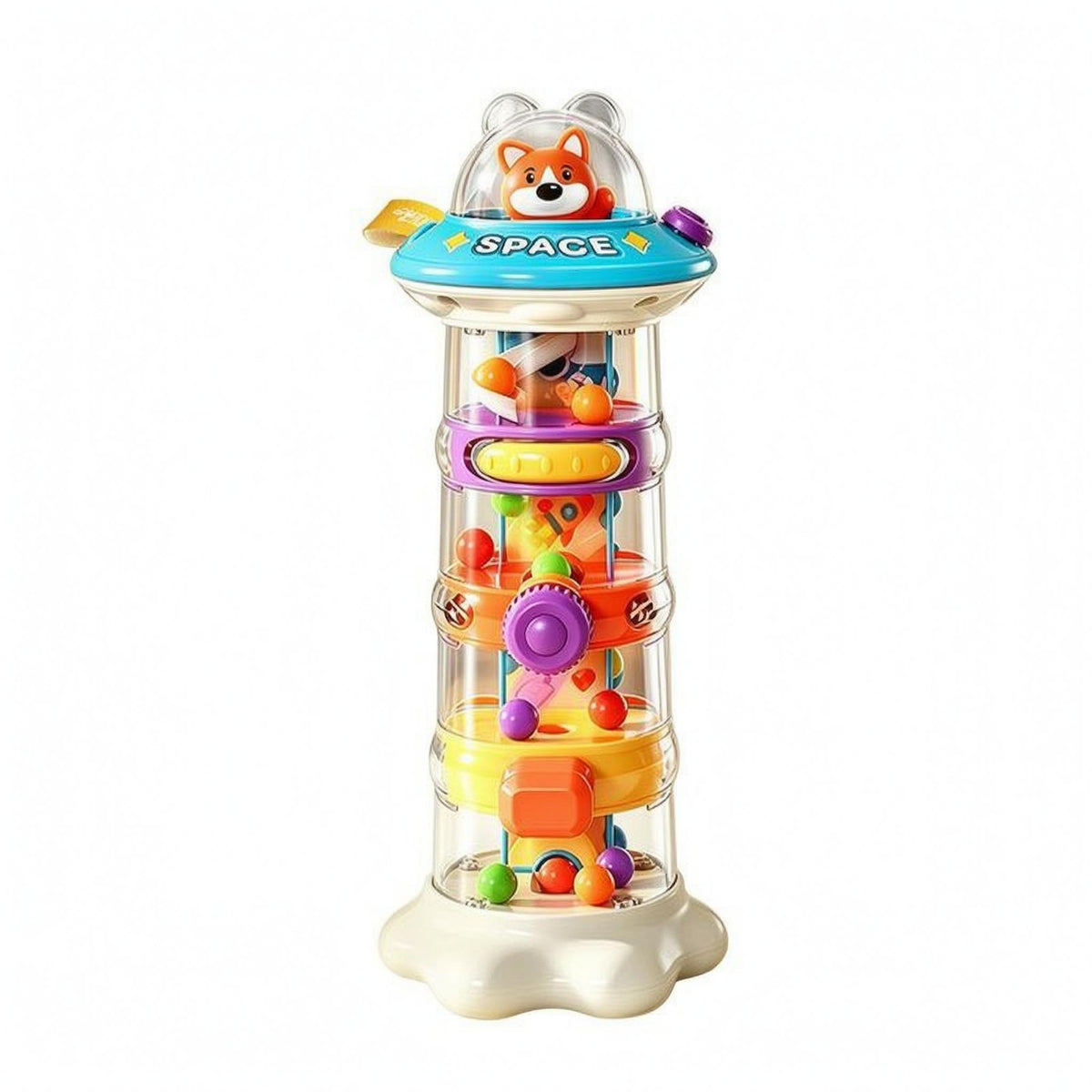 Rotating Interactive Structure Toy Sliding Mechanical Ball Structure Space Theme Ball Slide Toy Cause and Effect for Children