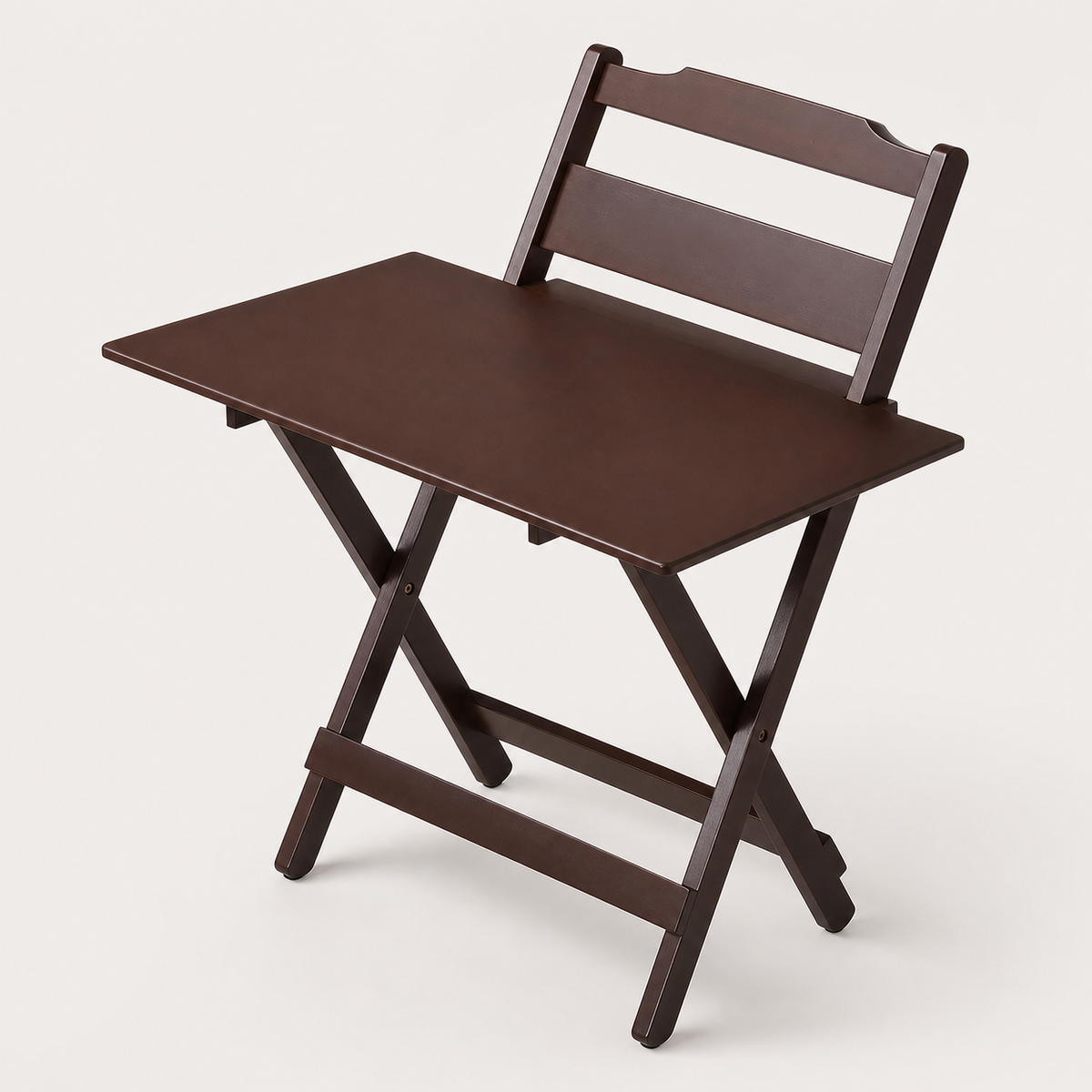 Foldable Solid Wood Study Desk with Adjustable Height