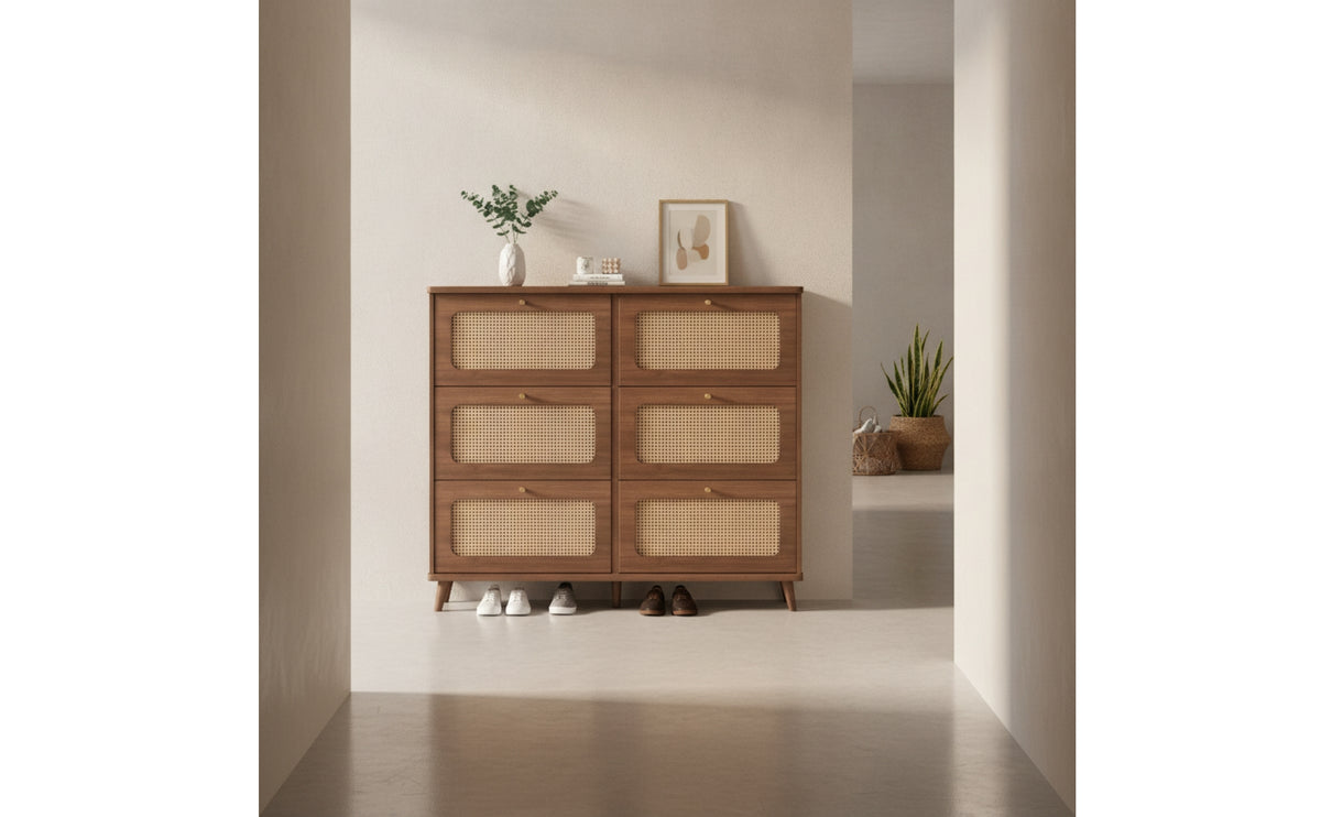 Footwear Organizer Footwear Organizer with Rattan Doors Space-Saving Furniture for Entryway, Hallway