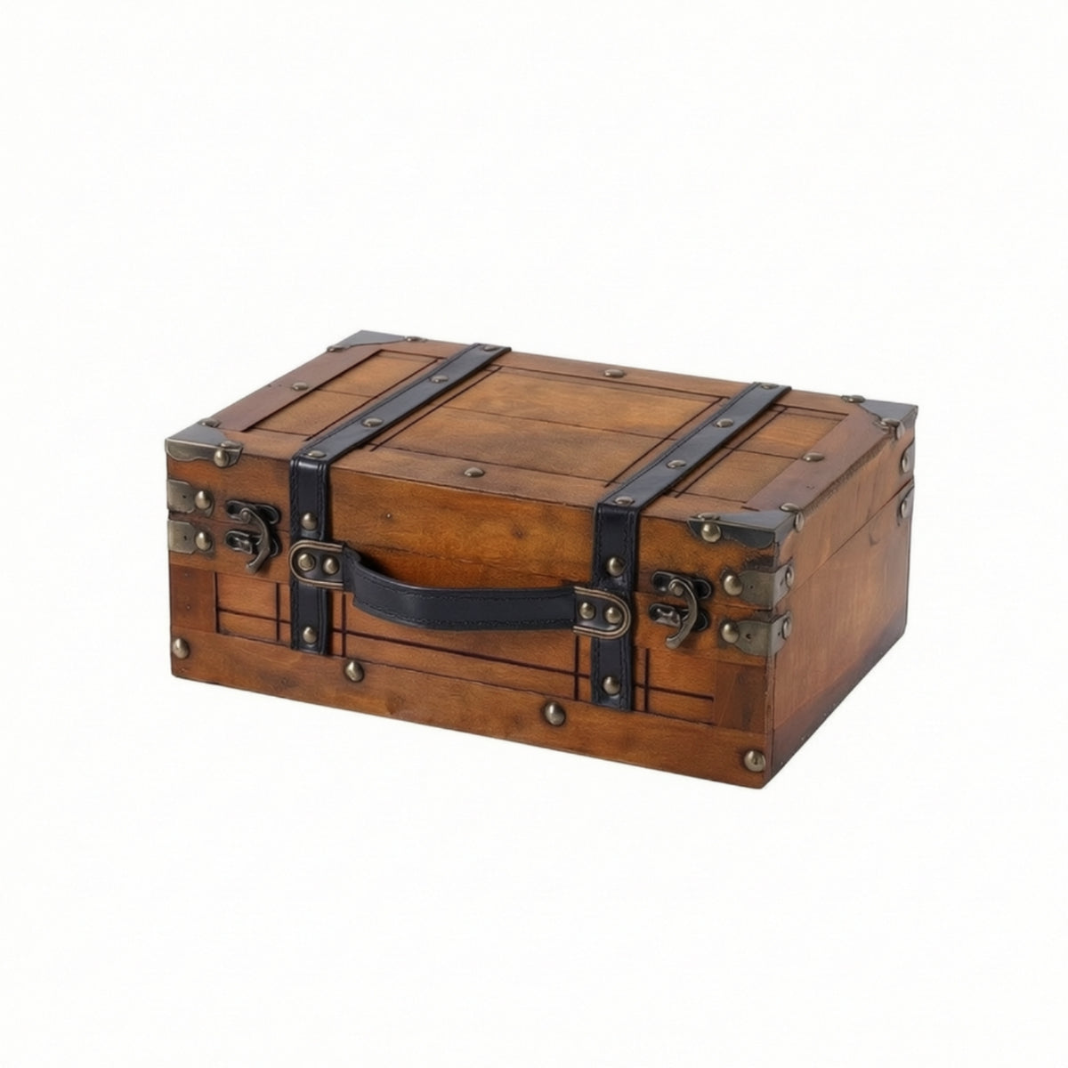 Wooden Storage Trunk with Lid Vintage-Style Wooden Storage Chest with Lid Rectangular for Home Decor
