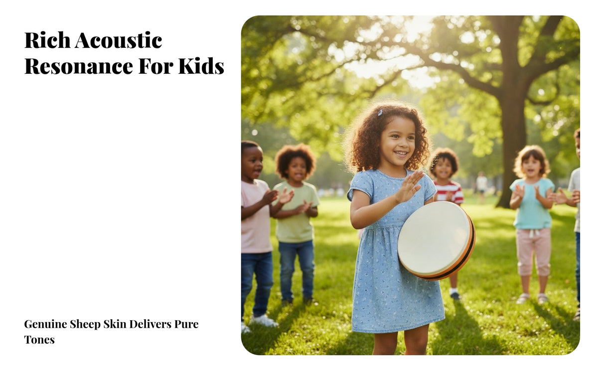 Orff Percussion Instrument, 8-Inch Sheepskin Double-Sided Hand Drum for Children's Interactive Performance