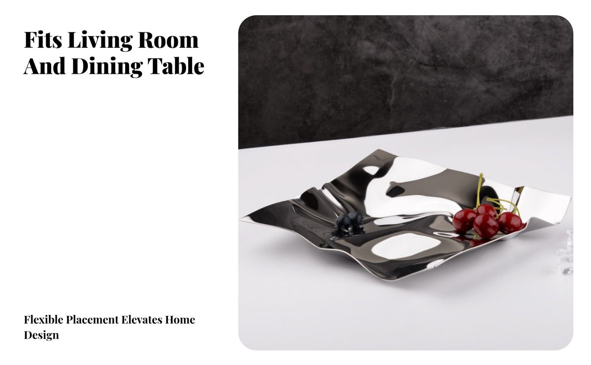 Irregular Stainless Steel Fruit Plate Multi-Functional Nordic Design Metal Centerpiece Tray Wavy Mirrored Finish Storage Dish