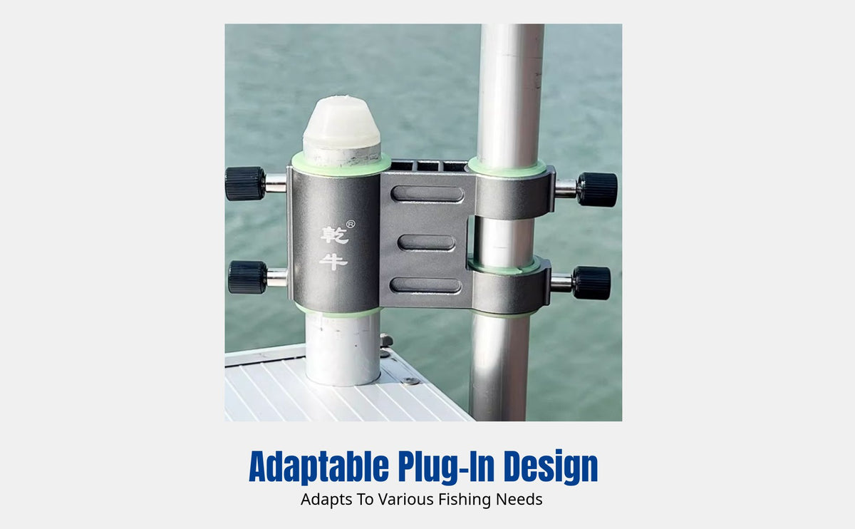 Lightweight & Portable Two-sleeveSleeve Leg Clamp Anodized Surface Rod and Umbrella Mount Anti-Loosening Screws Fishing Accessory Holder Luminousin-the-Dark Inserts for Outdoor Enthusiasts
