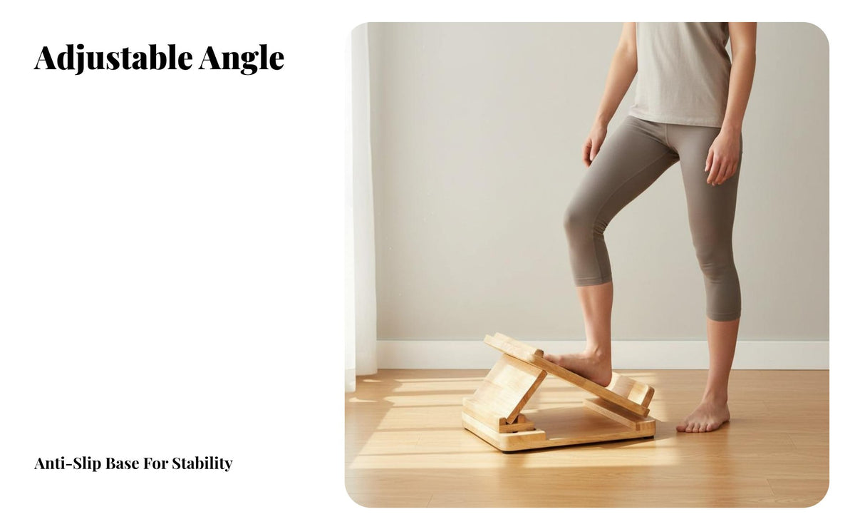 Incline Calf Stretching Board Non-Slip Design Wooden Adjustable Slant Board Heavy Duty Wooden Calf Stretcher for Athletes, Runners, Gym, Office