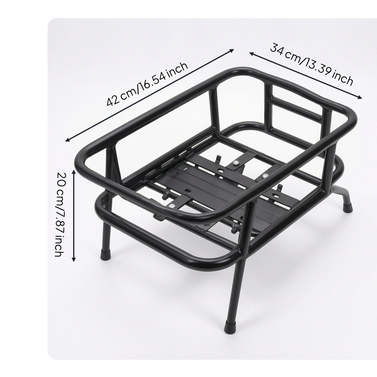 Metal Cycle Cargo Basket Heavy-Duty Front Carrier Basket Black Sturdy for Delivery Riders