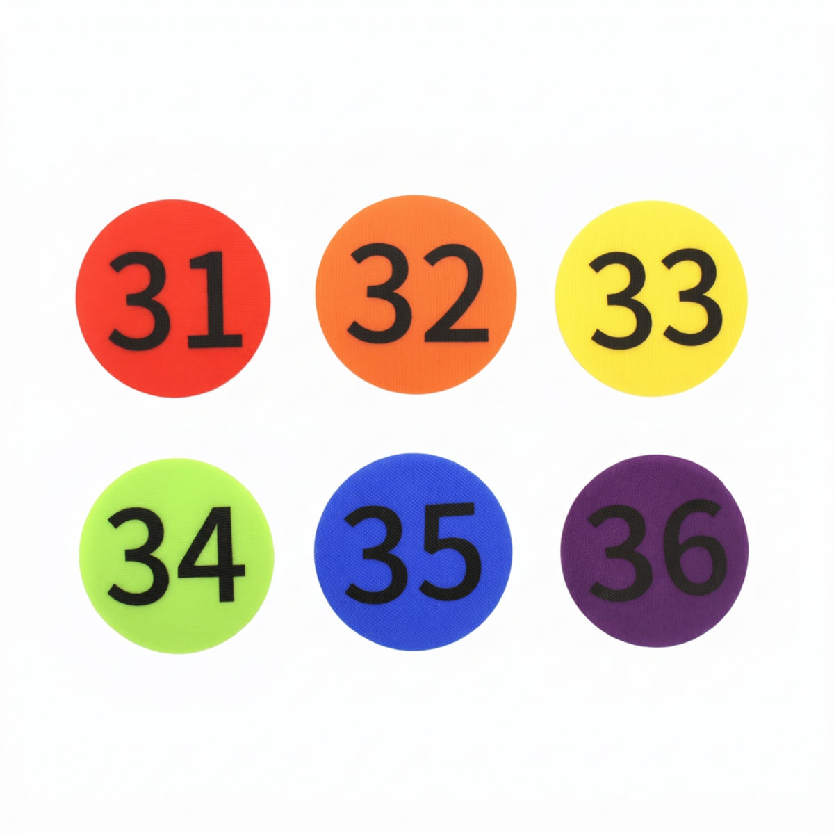 36 Pieces Numbered Carpet Marker Sticker with Numbers Easy to Remove Carpet Marker with Drawstring Bag Round Sitting Dot 100 Mm for Classroom