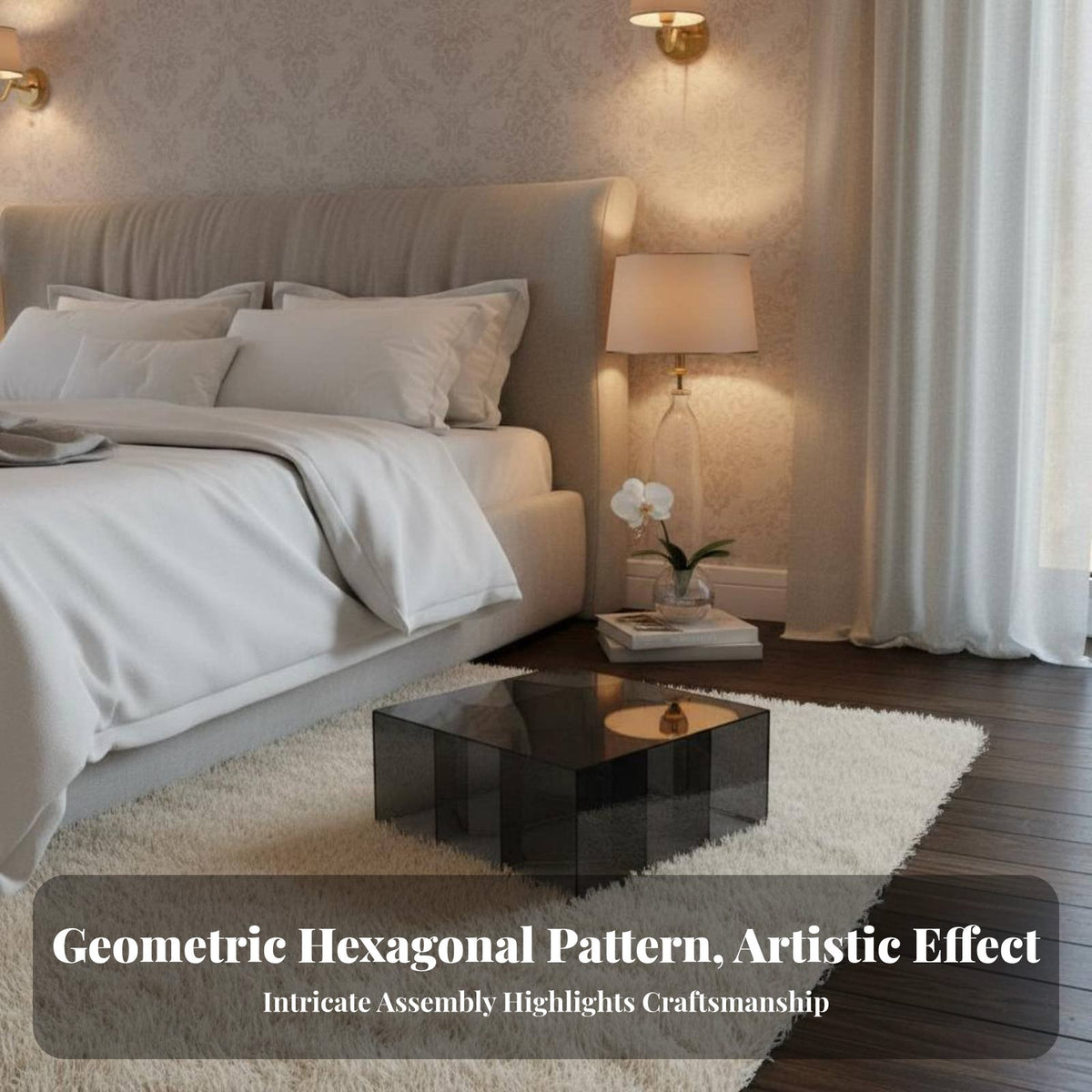 Minimalist Design Hexagonal End Table Modern design Nightstand hexagon Shape Home Furniture Multi-Functional for Apartment Dwellers, Interior Designers, Living Room, Bedroom, Entryway, Reception Area