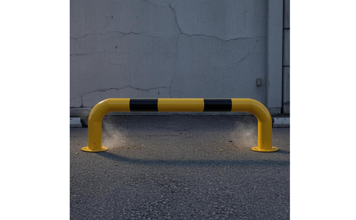 Removable U-Shaped Pipe Guardrail Detachable Base Steel Pipe Guardrail Yellow and Black U-Shaped Anti-Collision Bar Cylindrical Frame
