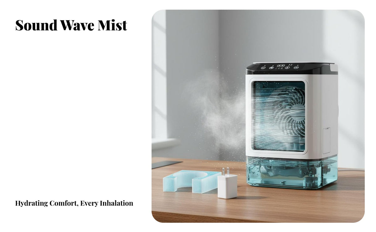 Desktop Misting Fan Cools & Humidifies Portable Misting Fan Twin Mist Spray Mini Air Humidifier for Office, Bedroom, Dorm Room