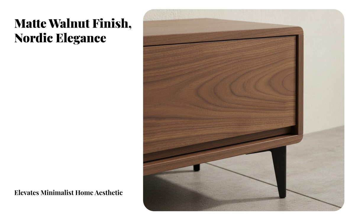 2 Pieces TV Stand and Coffee Table Combination Walnut Finish TV Stand and Table Collection Minimalist Theme Living Room Set for Families, Homeowners