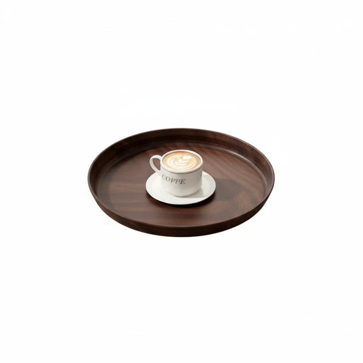 Round Wood Grain Tray Easy to Clean Wood Look Serving Plate Polished Surface