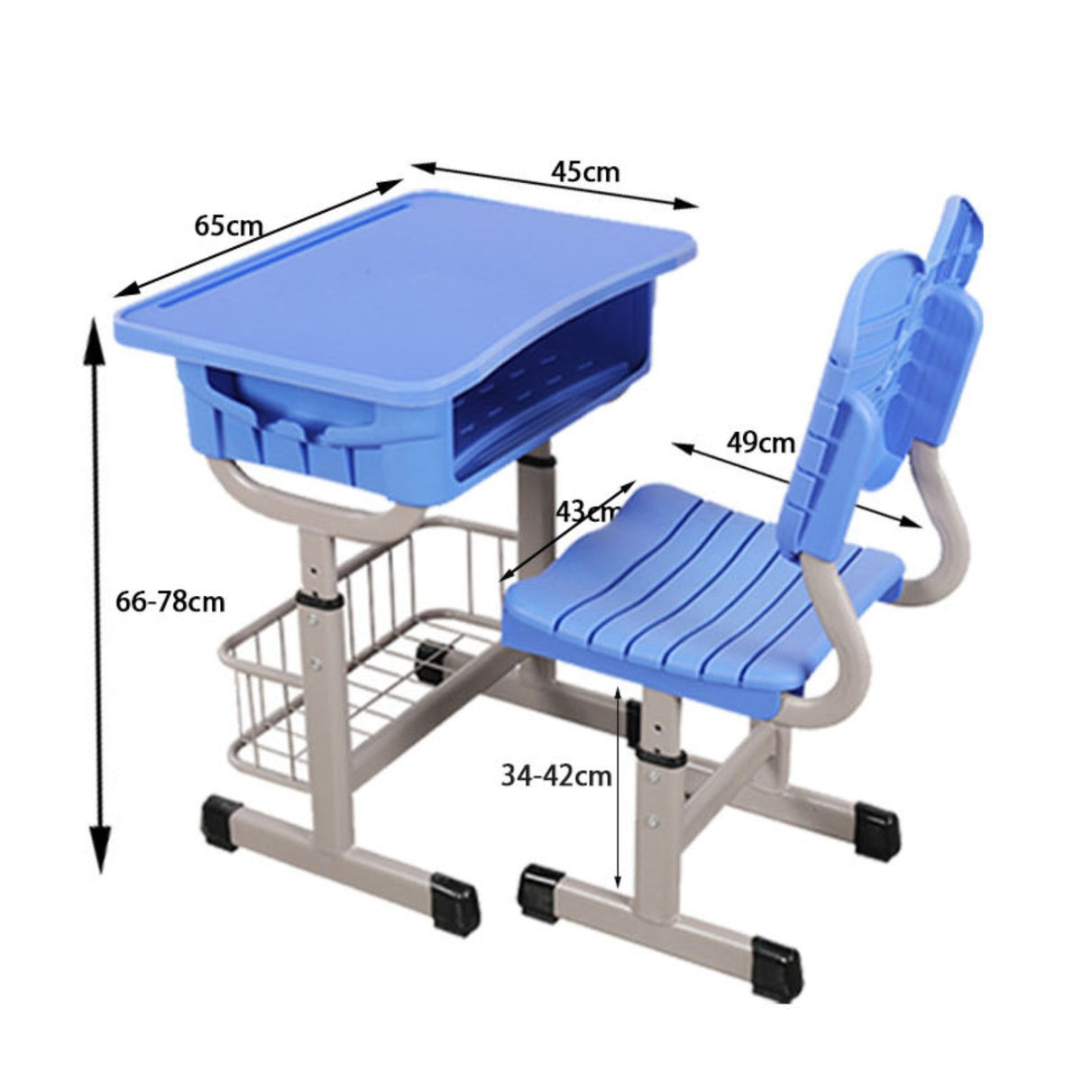 Pen Slot Adjustable Student Desk and Chair Set Ergonomic Design Height Adjustable School Desk Side Hook Children's Study Table and Chair Sturdy & Long-Lasting for Students, Training Center