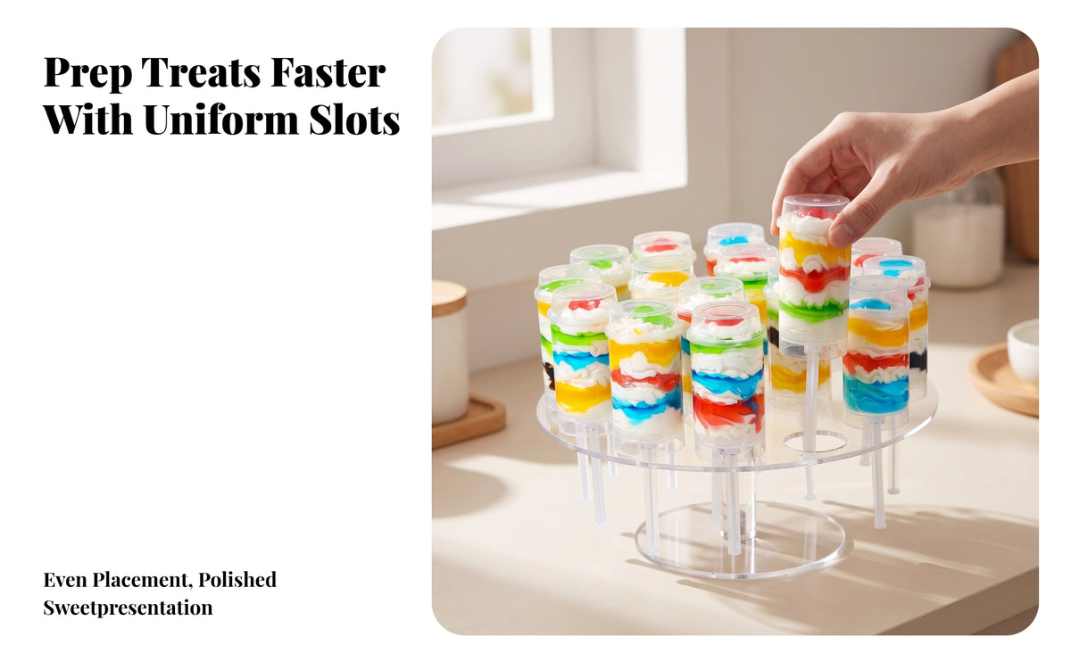 Round Shaped Push Tube Cake Display | Multiple Circular Openings, Screw-screw-in Assembly, push-pull Stand, for Dessert Tables