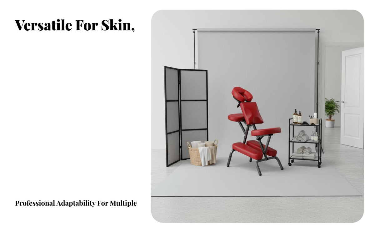 Multi-Functional Foldable Chair Sturdy Frame Adjustable Chair Thick Foam Cushioning Salon Furniture Oil & Waterproof for Mobile Therapists, Beauticians, Clients, Beauty Salons, Clinics, Home Use, Unavailable Ice